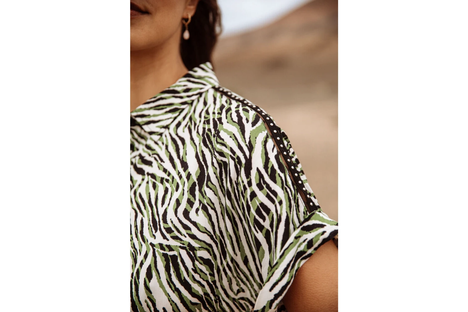 Freeman T. Porter Raffia Tigerly Robe Chemise Mi-longue Femme, Calla Green – Image 2