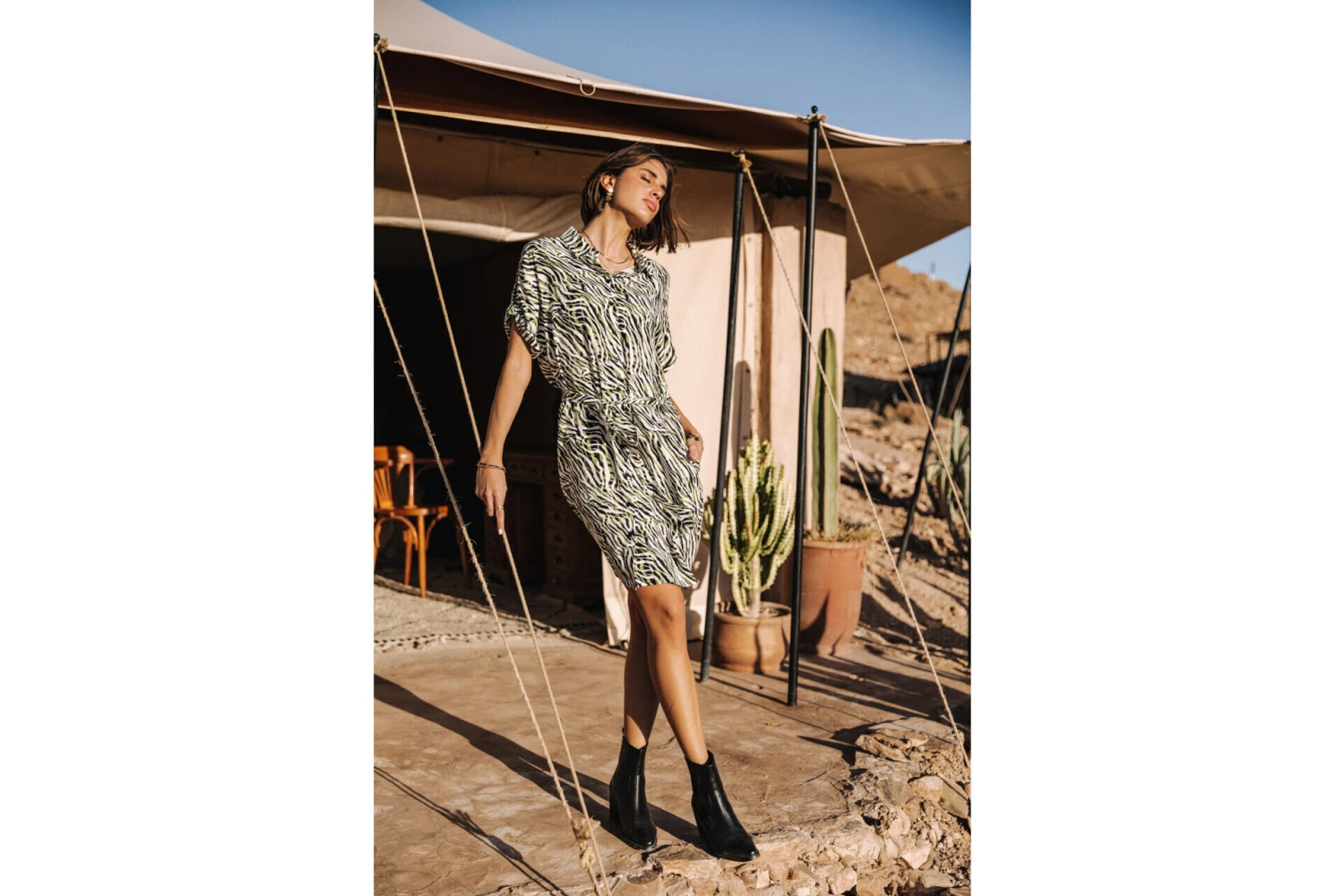 Freeman T. Porter Raffia Tigerly Robe Chemise Mi-longue Femme, Calla Green – Image 11