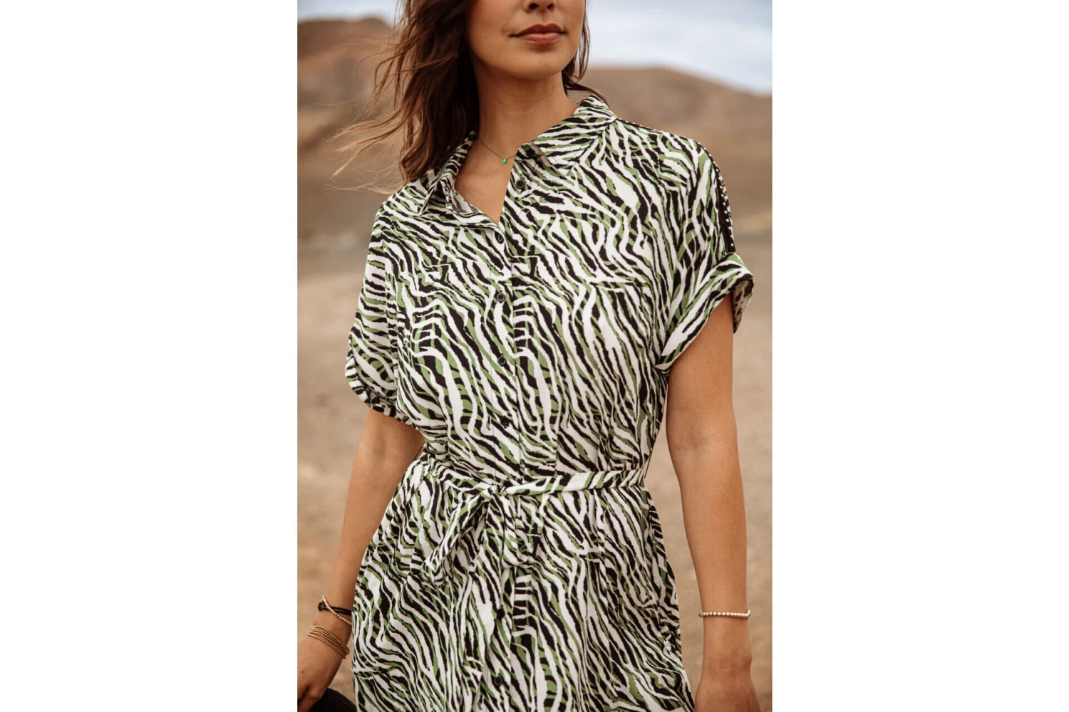 Freeman T. Porter Raffia Tigerly Robe Chemise Mi-longue Femme, Calla Green – Image 12