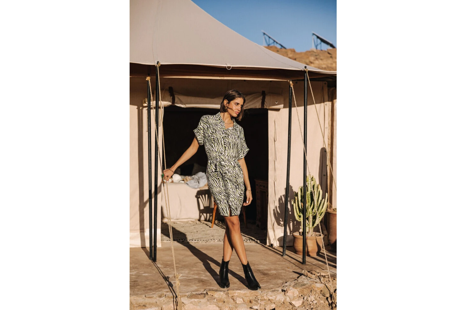 Freeman T. Porter Raffia Tigerly Robe Chemise Mi-longue Femme, Calla Green – Image 3