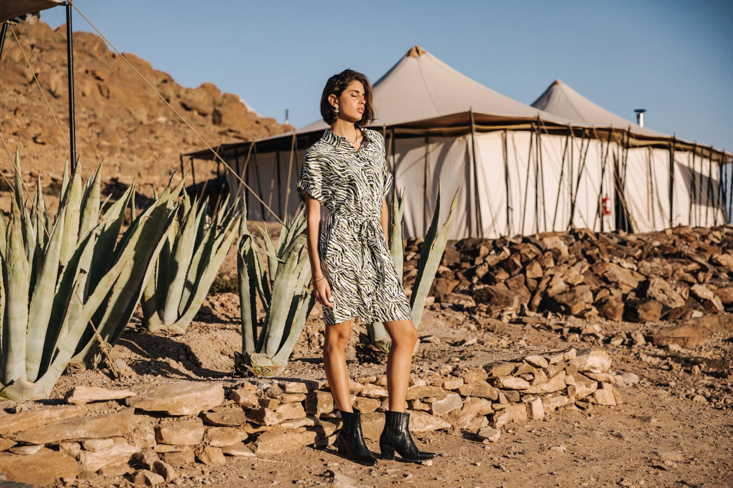 Freeman T. Porter Raffia Tigerly Robe Chemise Mi-longue Femme, Calla Green – Image 5