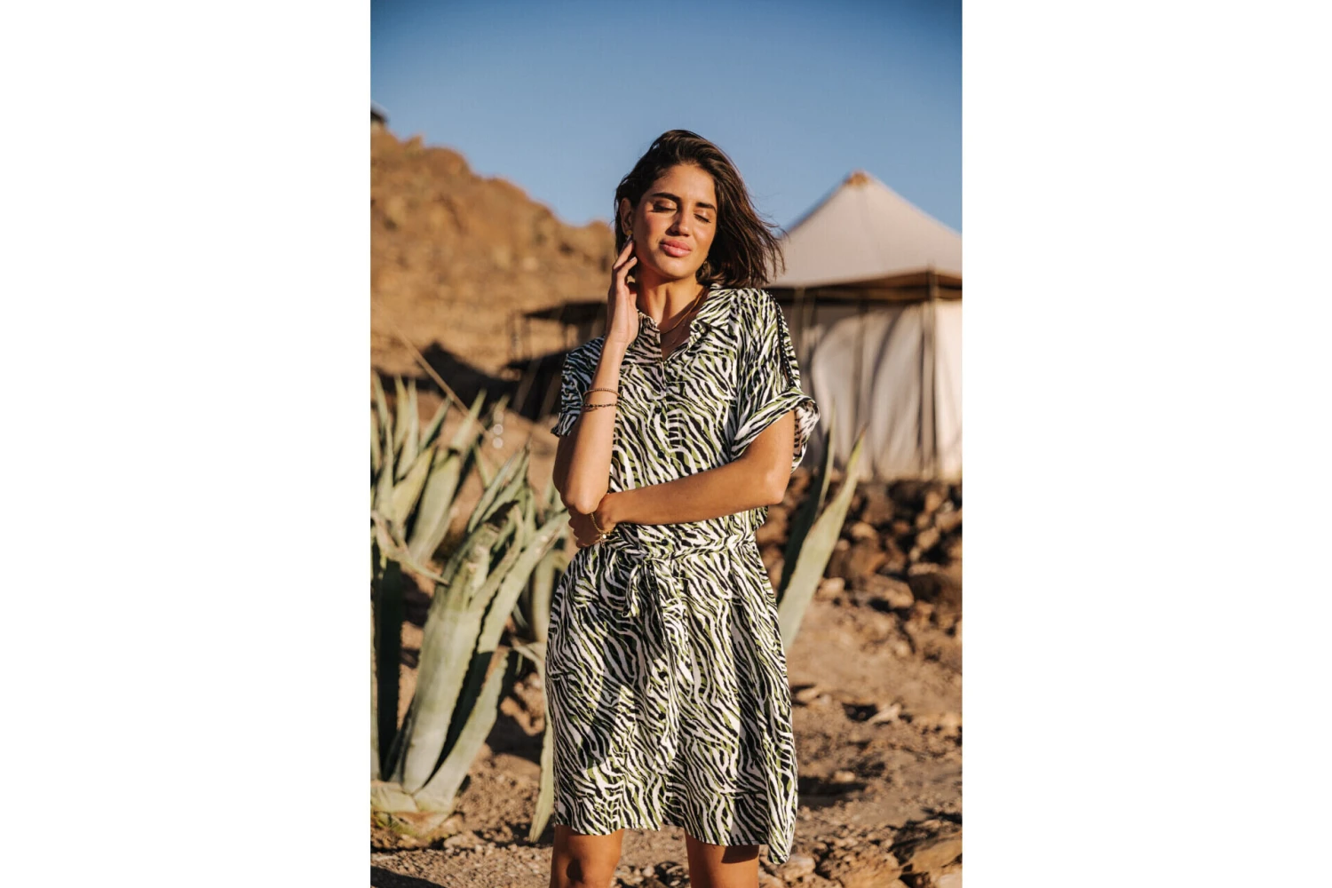 Freeman T. Porter Raffia Tigerly Robe Chemise Mi-longue Femme, Calla Green – Image 6