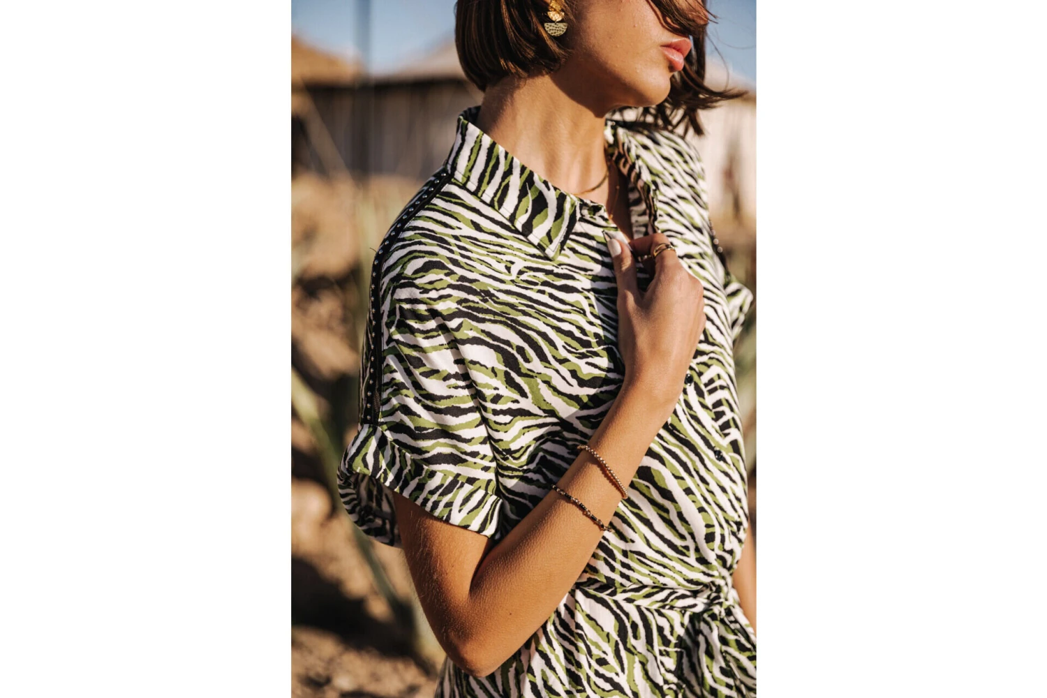 Freeman T. Porter Raffia Tigerly Robe Chemise Mi-longue Femme, Calla Green – Image 7