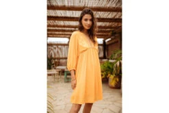 Freeman T. Porter Rafilda Plain Color Robe Fluide Courte Femme, Safran