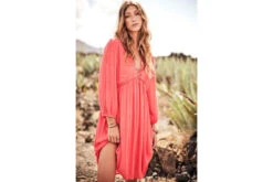 Freeman T. Porter Rafilda Plain Color Robe Fluide Courte Femme, Cayenne