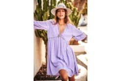 Freeman T. Porter Rafilda Plain Color Robe Fluide Courte Femme, Mauve