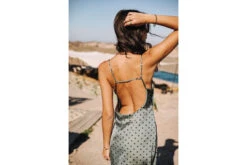 Freeman T. Porter Renelle Dots Robe Slip-dress Dos-nu Femme, Khaki