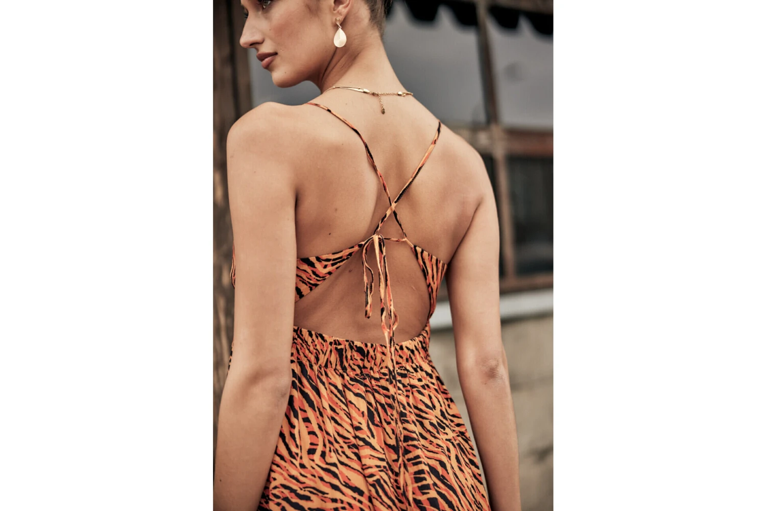 Freeman T. Porter Reny Tigerly Robe Longue à Bretelles Femme, Apricot – Image 6