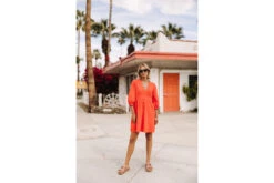 Freeman T. Porter Revana Plain Color Robe Courte Femme, Fiesta Red