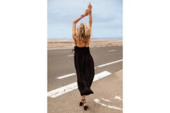 Freeman T. Porter Rizlene Plain Robe Longue Dos Nu Femme, Black