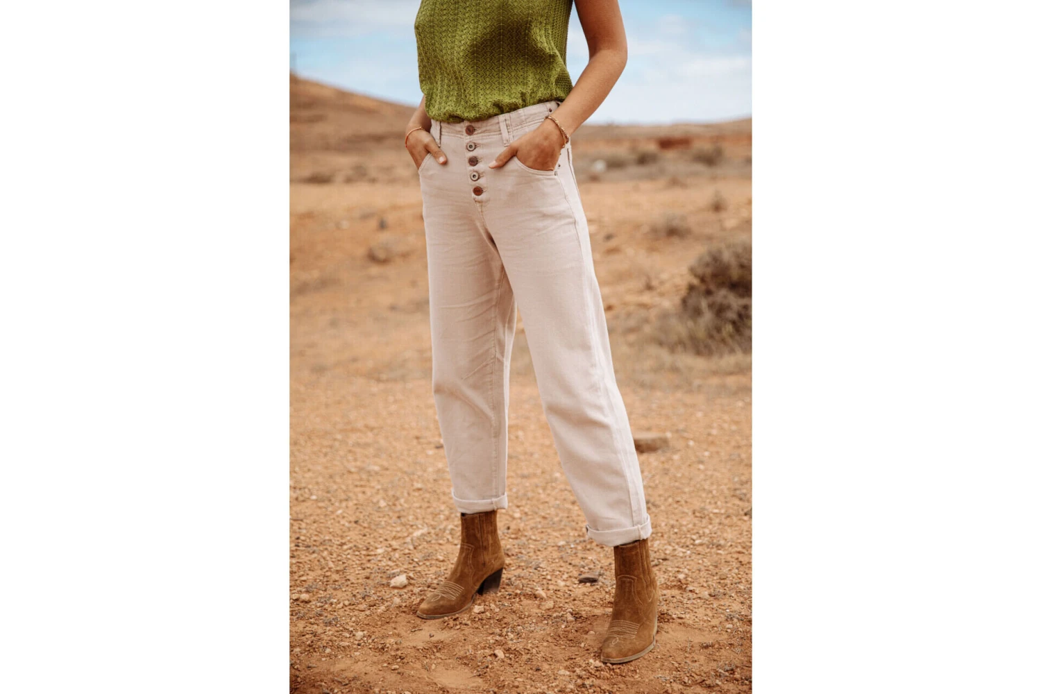 Freeman T. Porter Sloane Lecce Pantalon Boyfriend Femme, Simply Taupe – Image 6