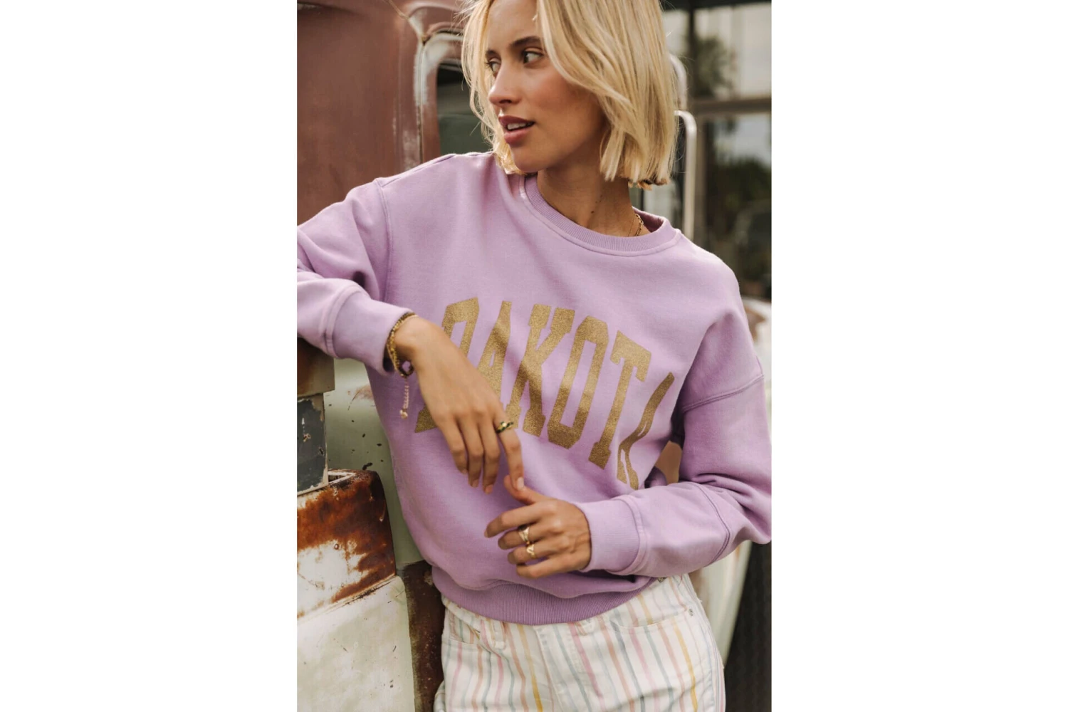 Freeman T. Porter Solene Print Dakota Sweat Coupe Droite Femme, Lavender – Image 4