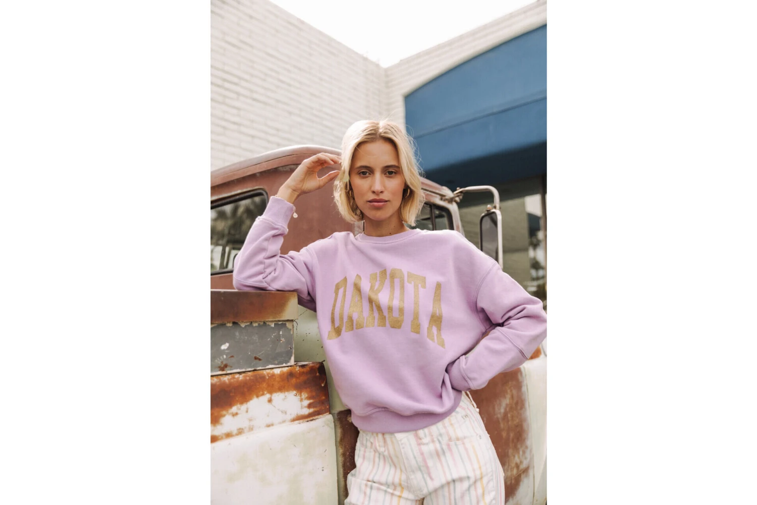 Freeman T. Porter Solene Print Dakota Sweat Coupe Droite Femme, Lavender – Image 9