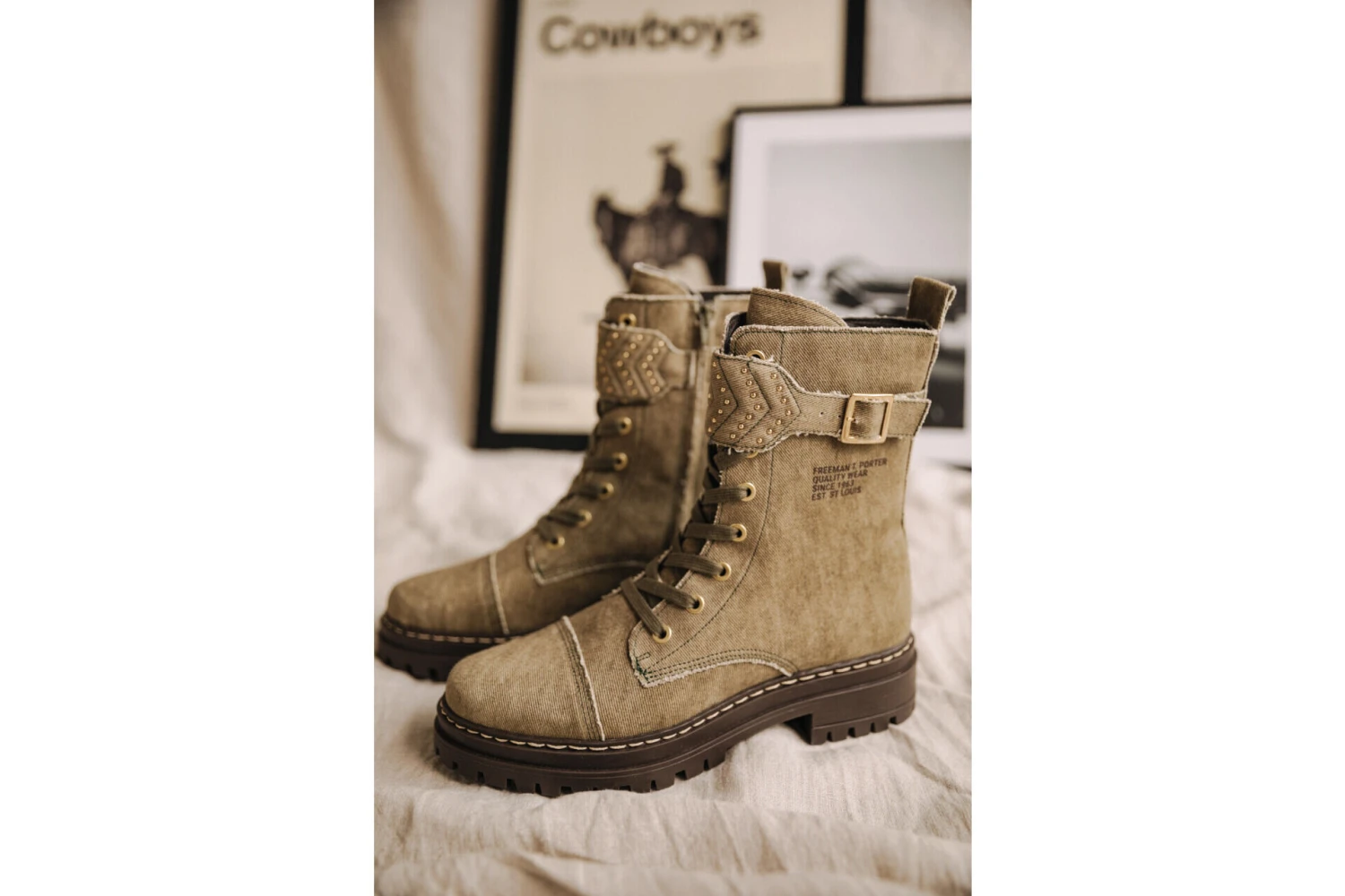 Freeman T. Porter Tanny Canvas Boots Femme, Khaki – Image 2