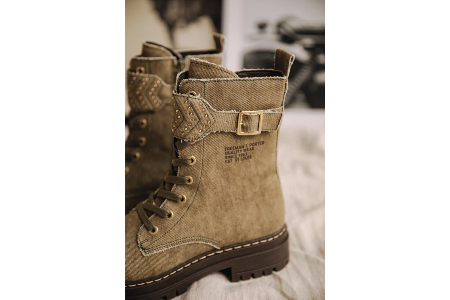 Freeman T. Porter Tanny Canvas Boots Femme, Khaki – Image 6