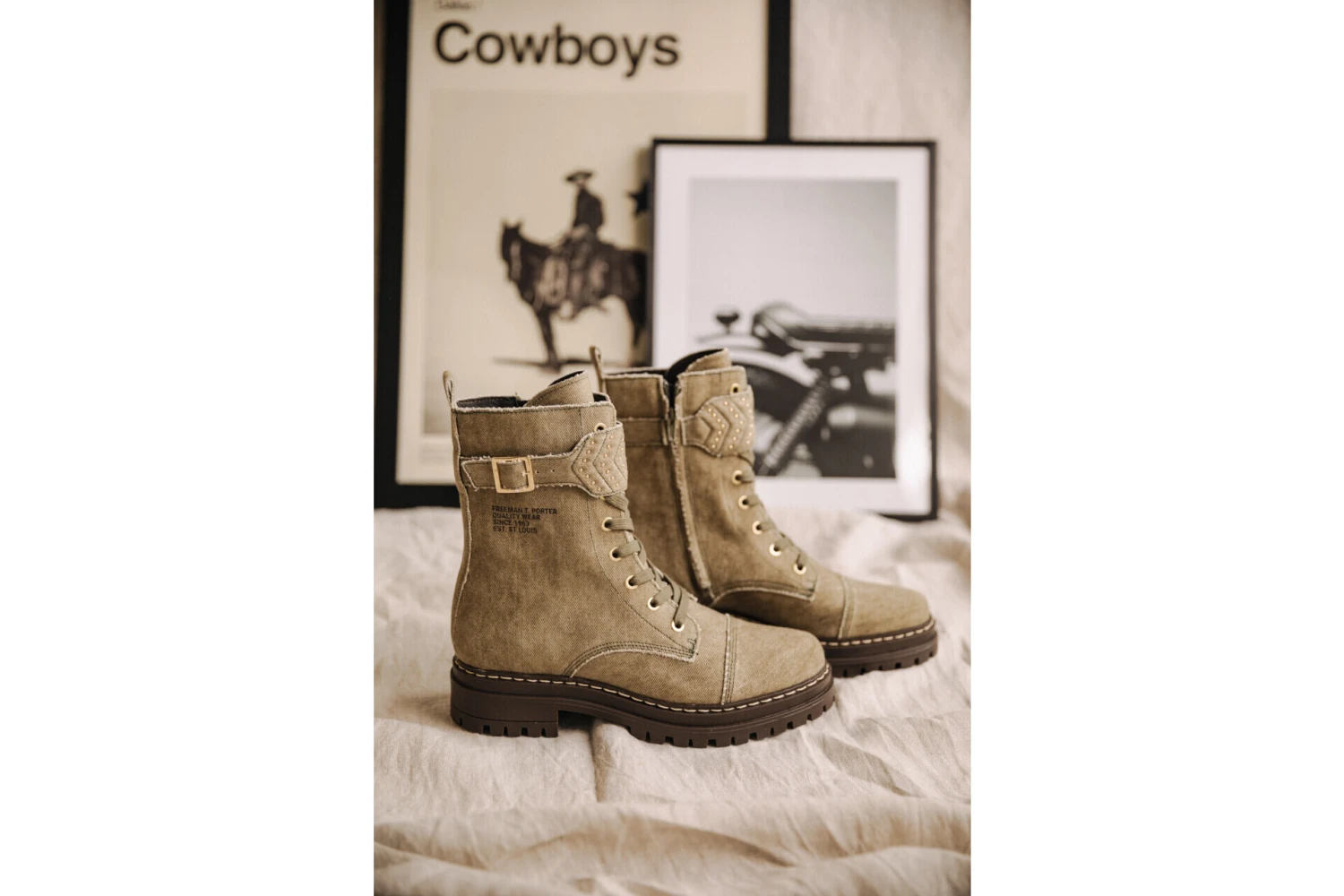 Freeman T. Porter Tanny Canvas Boots Femme, Khaki – Image 7