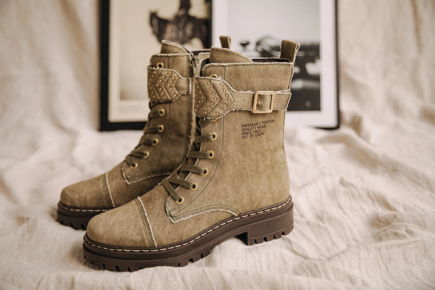 Freeman T. Porter Tanny Canvas Boots Femme, Khaki – Image 10