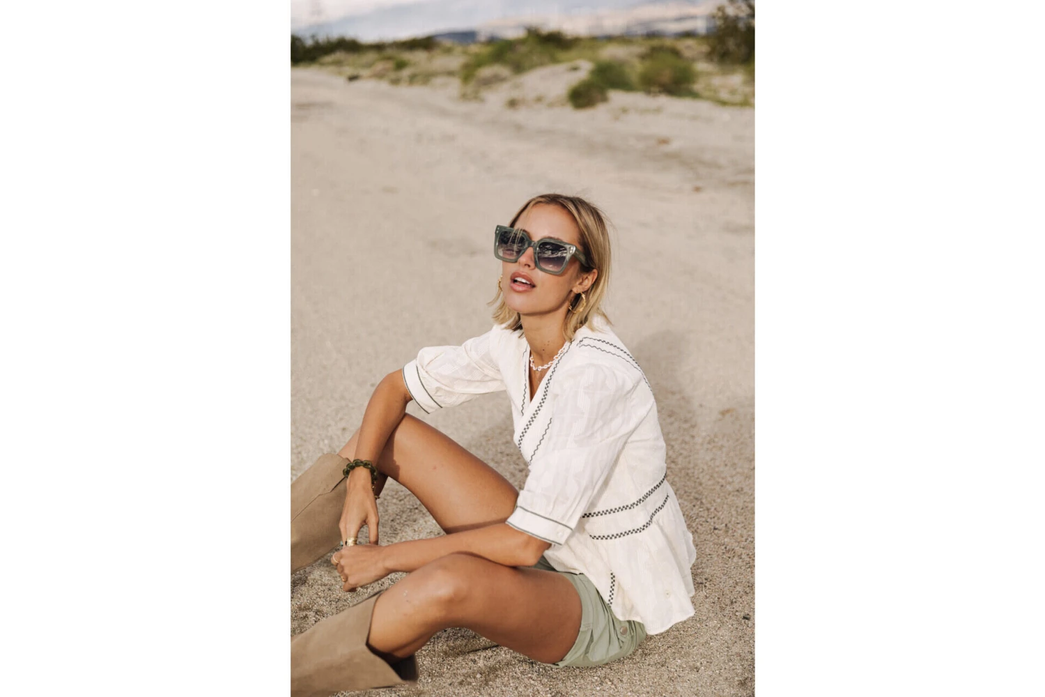 Freeman T. Porter Telinda Plain Color Blouse Ample Décolletée Femme, Ecru – Image 14