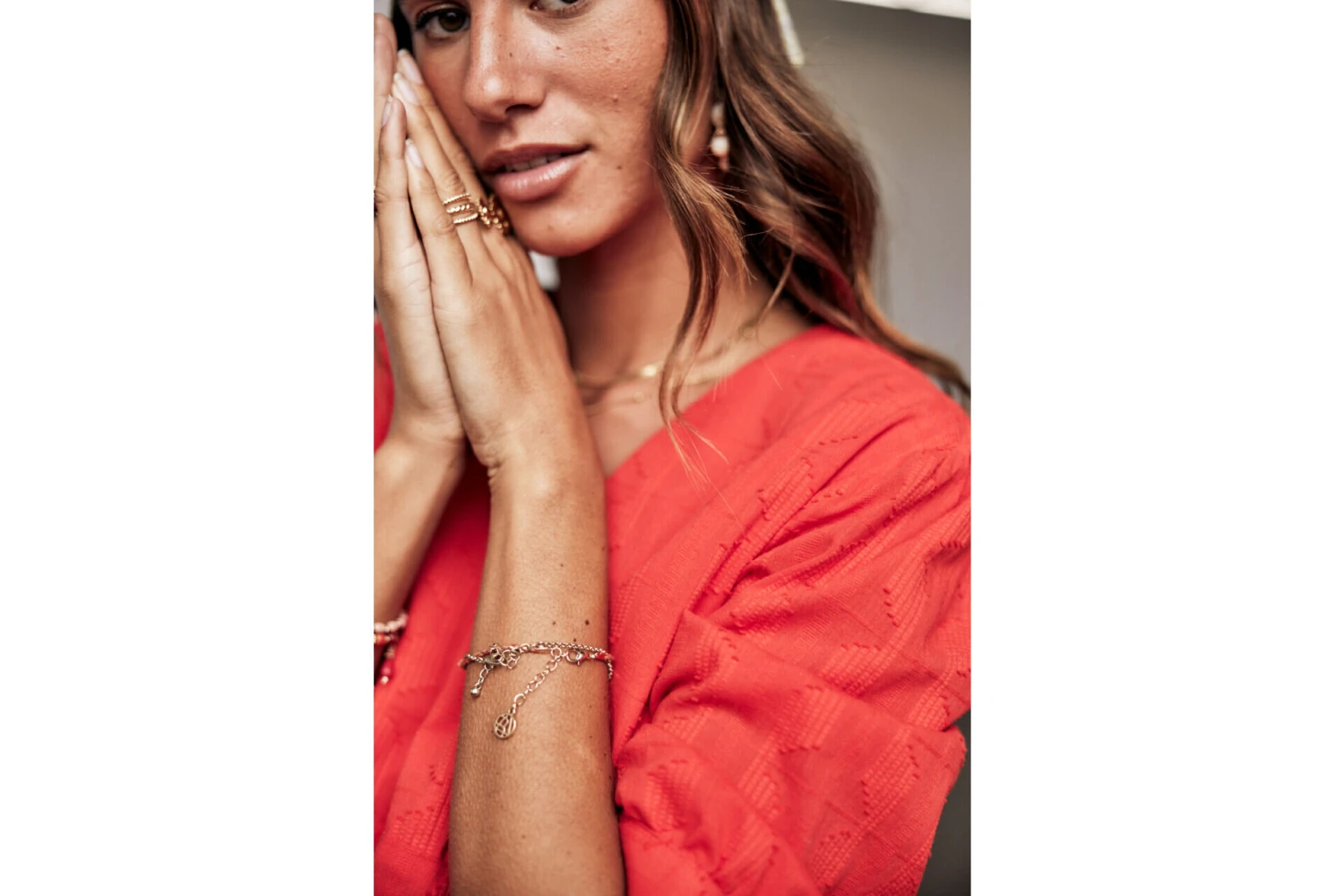 Freeman T. Porter Telinda Plain Color Blouse Ample Décolletée Femme, Fiesta Red – Image 6