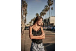 Freeman T. Porter Thylia Lace Fabric Mix Caraco Décolleté Dentelle Femme, Black