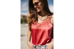 Freeman T. Porter Thylia Lace Fabric Mix Caraco Décolleté Dentelle Femme, Holly Berry