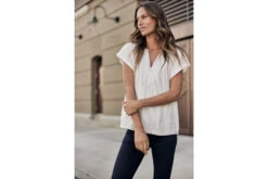 Freeman T. Porter Tillie Plain Color Top Gaze De Coton Femme, White