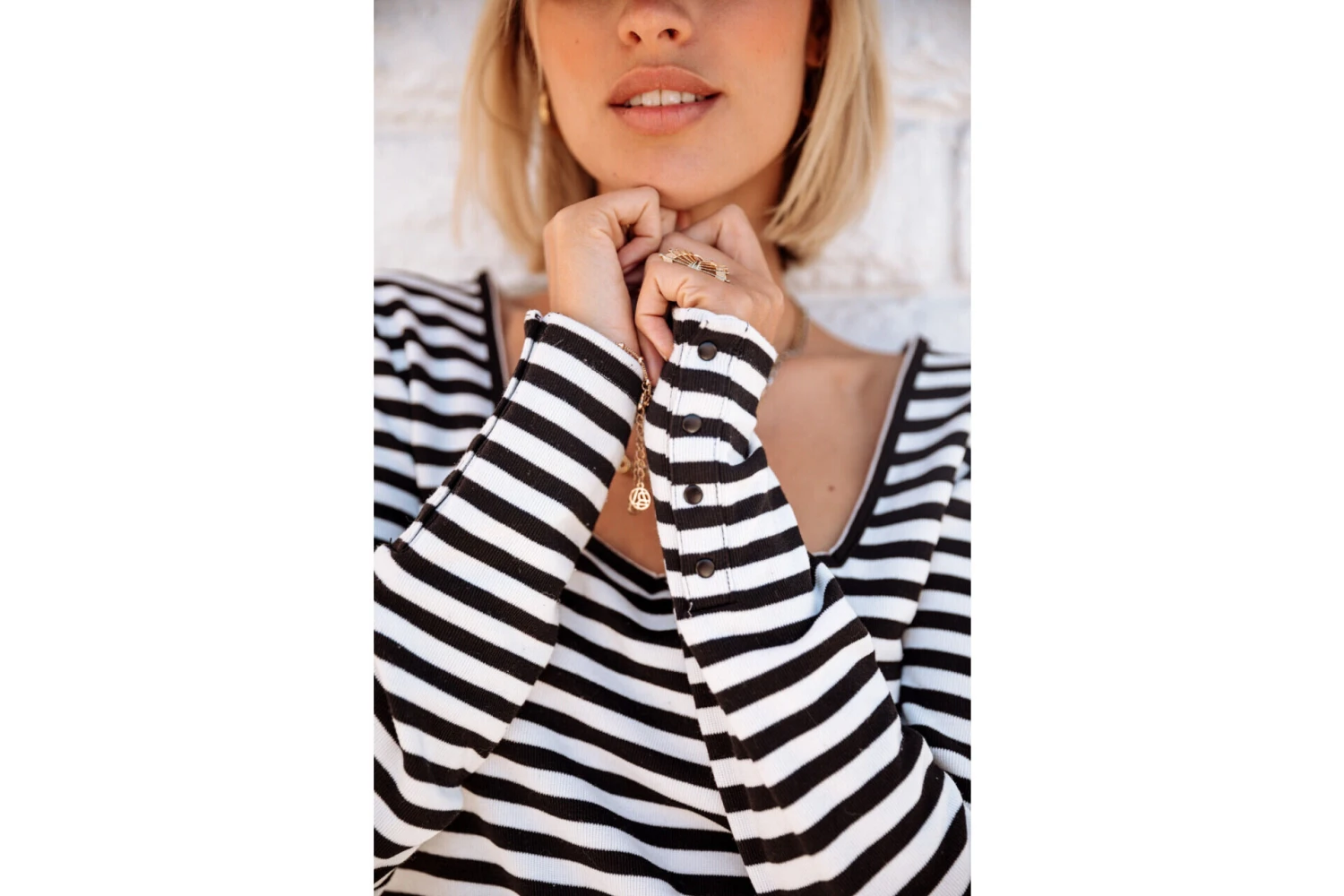 Freeman T. Porter Tolma Stripes T-shirt Col Carré Rayé Femme, White – Image 11