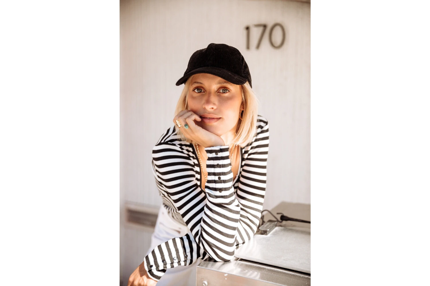 Freeman T. Porter Tolma Stripes T-shirt Col Carré Rayé Femme, White – Image 3