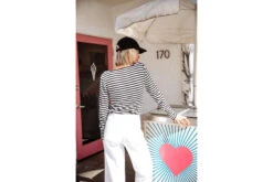 Freeman T. Porter Tolma Stripes T-shirt Col Carré Rayé Femme, White