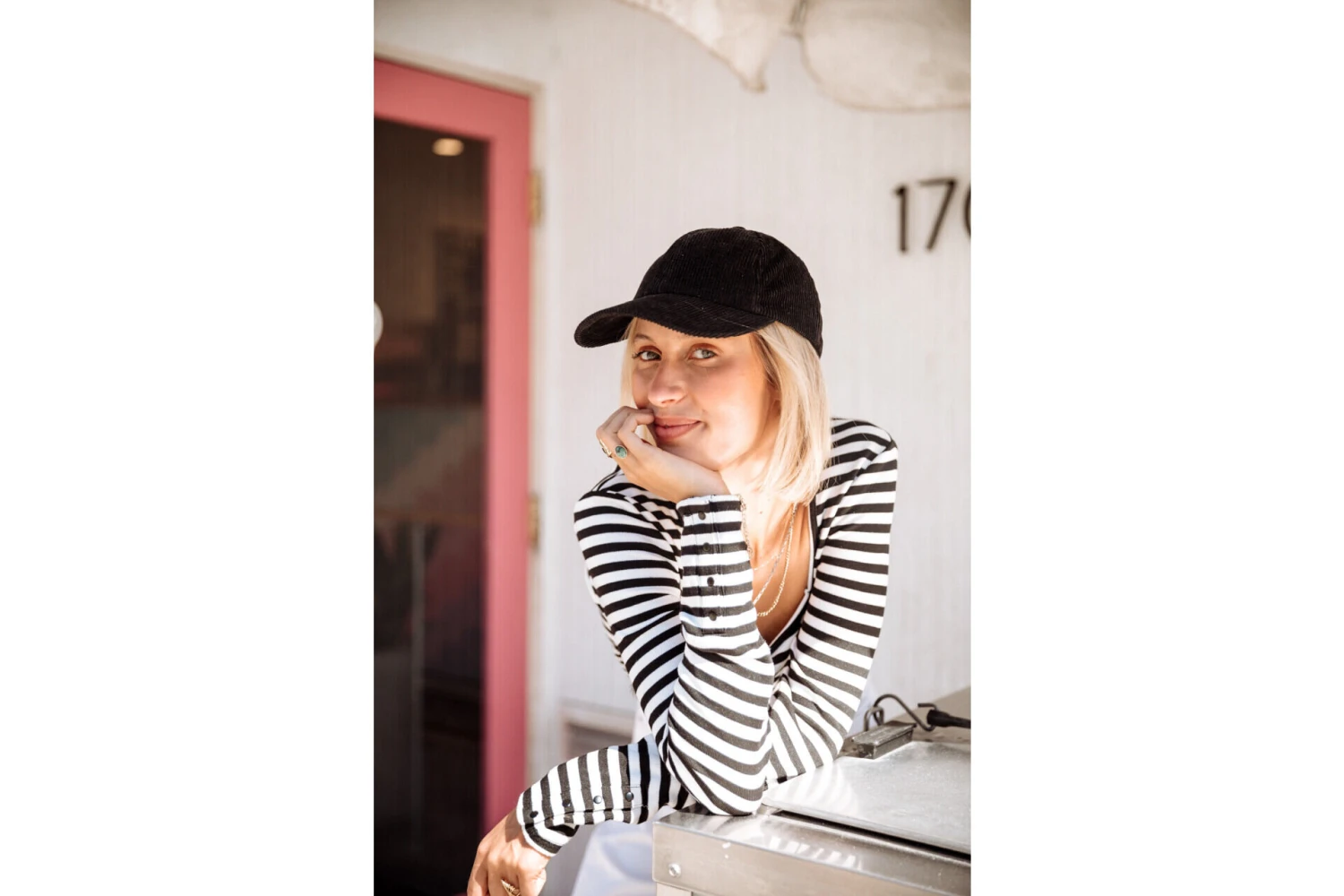 Freeman T. Porter Tolma Stripes T-shirt Col Carré Rayé Femme, White – Image 4