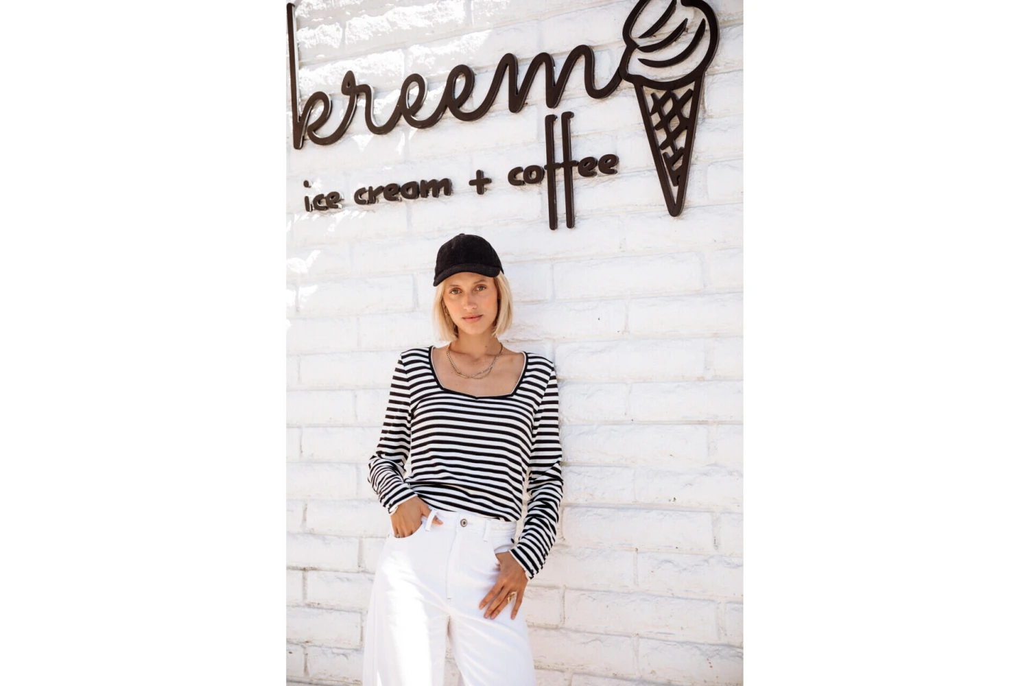 Freeman T. Porter Tolma Stripes T-shirt Col Carré Rayé Femme, White – Image 8