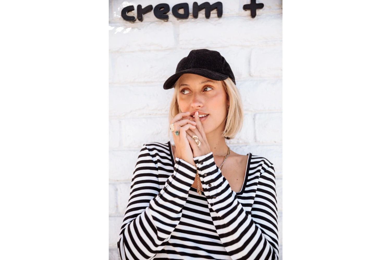 Freeman T. Porter Tolma Stripes T-shirt Col Carré Rayé Femme, White – Image 9