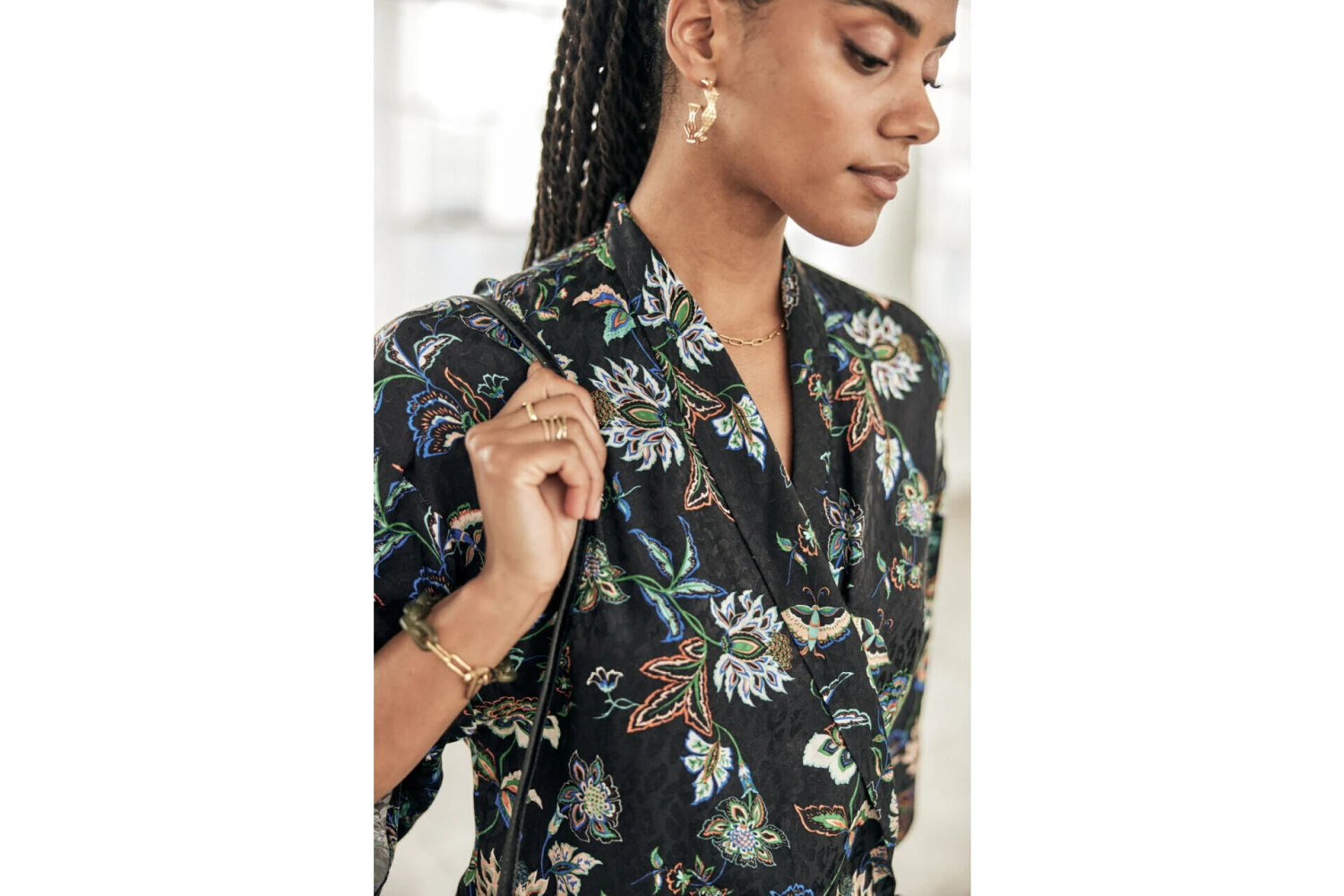 Freeman T. Porter Triane Florescent Top Kimono Imprimé Femme, Black – Image 5