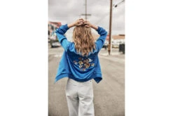 Freeman T. Porter Troopie Snake Bomber Satiné Brodé Femme, Electric Blue