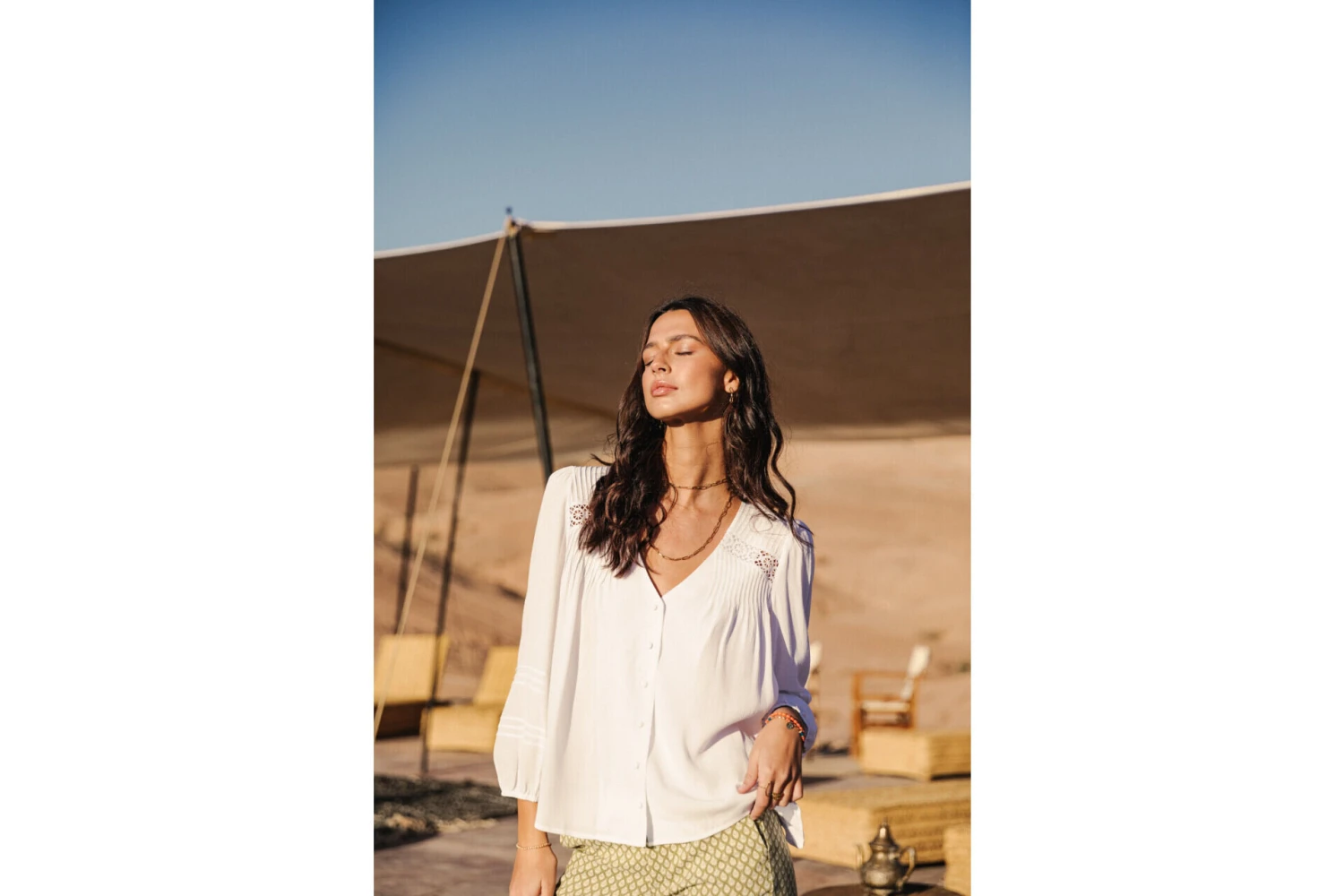 Freeman T. Porter Tya Plain Color Blouse Manches Longues Femme, White – Image 5