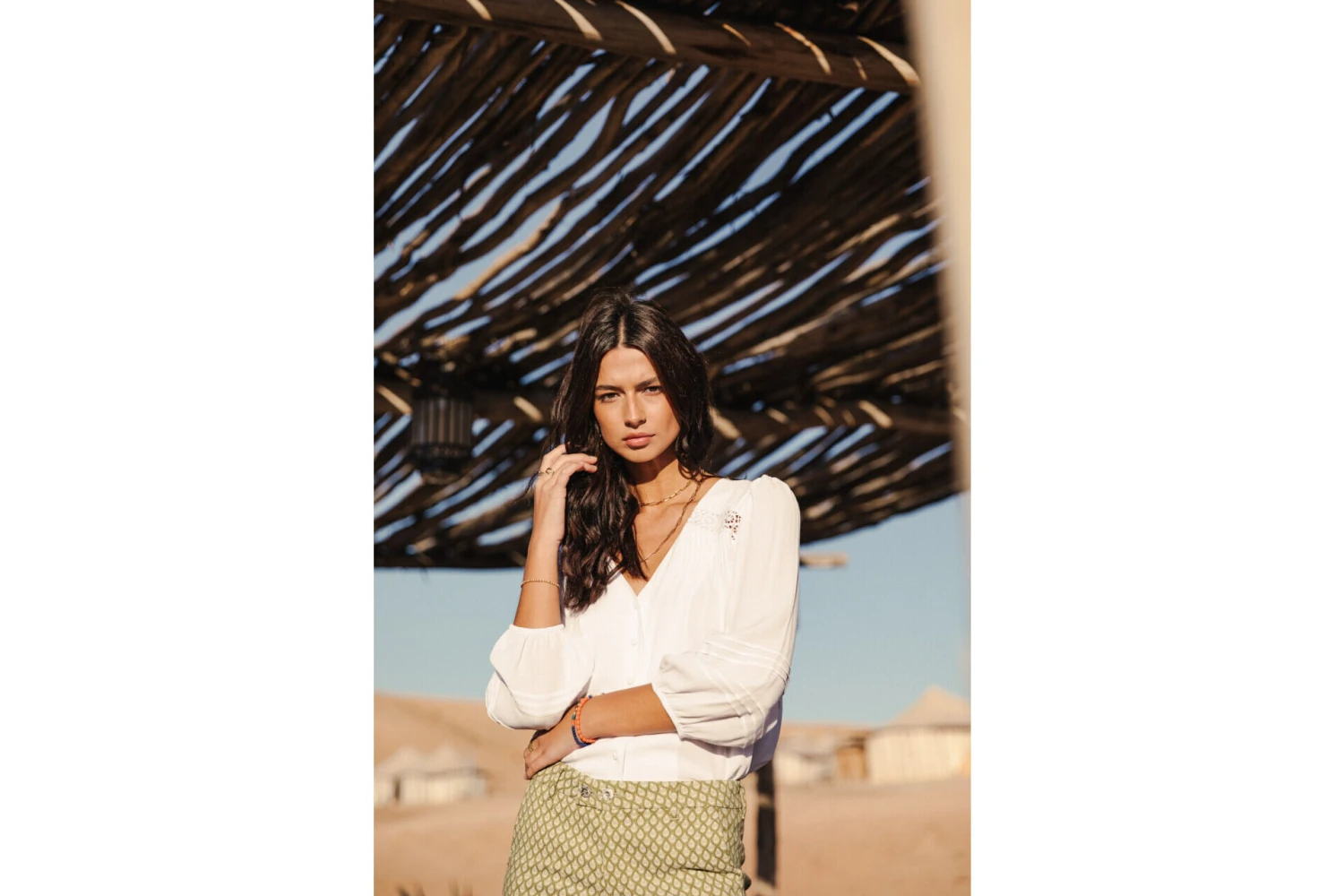 Freeman T. Porter Tya Plain Color Blouse Manches Longues Femme, White – Image 7