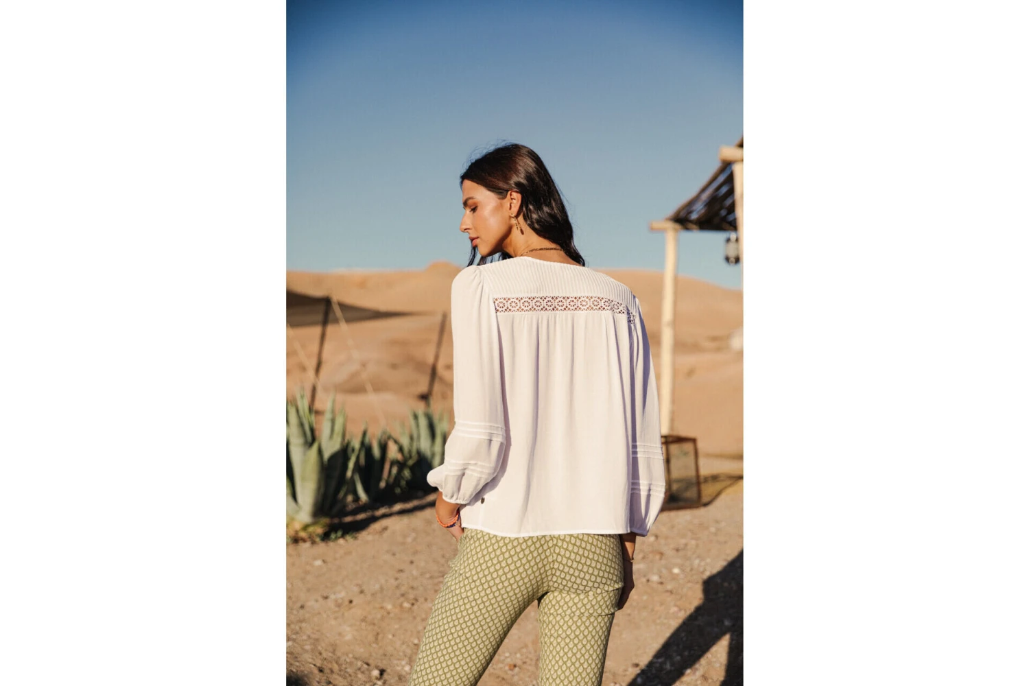 Freeman T. Porter Tya Plain Color Blouse Manches Longues Femme, White – Image 9