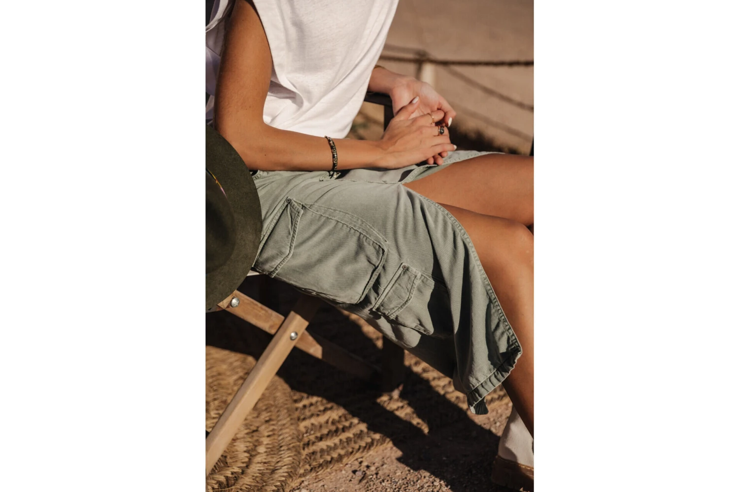 Freeman T. Porter Welby Jazz Jupe Cargo Fendue Femme, Lily Pad – Image 2