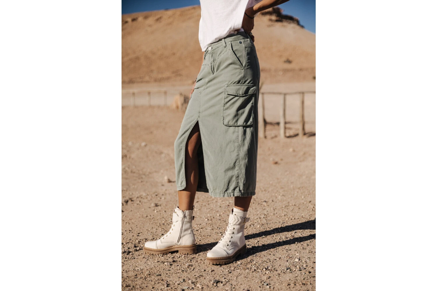 Freeman T. Porter Welby Jazz Jupe Cargo Fendue Femme, Lily Pad – Image 3