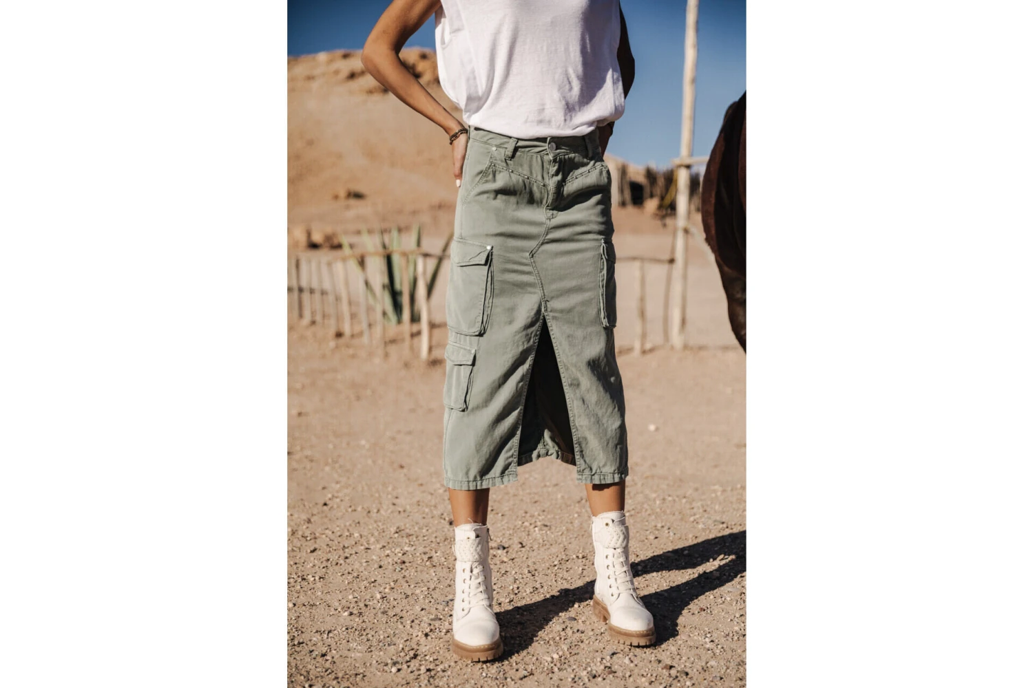 Freeman T. Porter Welby Jazz Jupe Cargo Fendue Femme, Lily Pad – Image 9