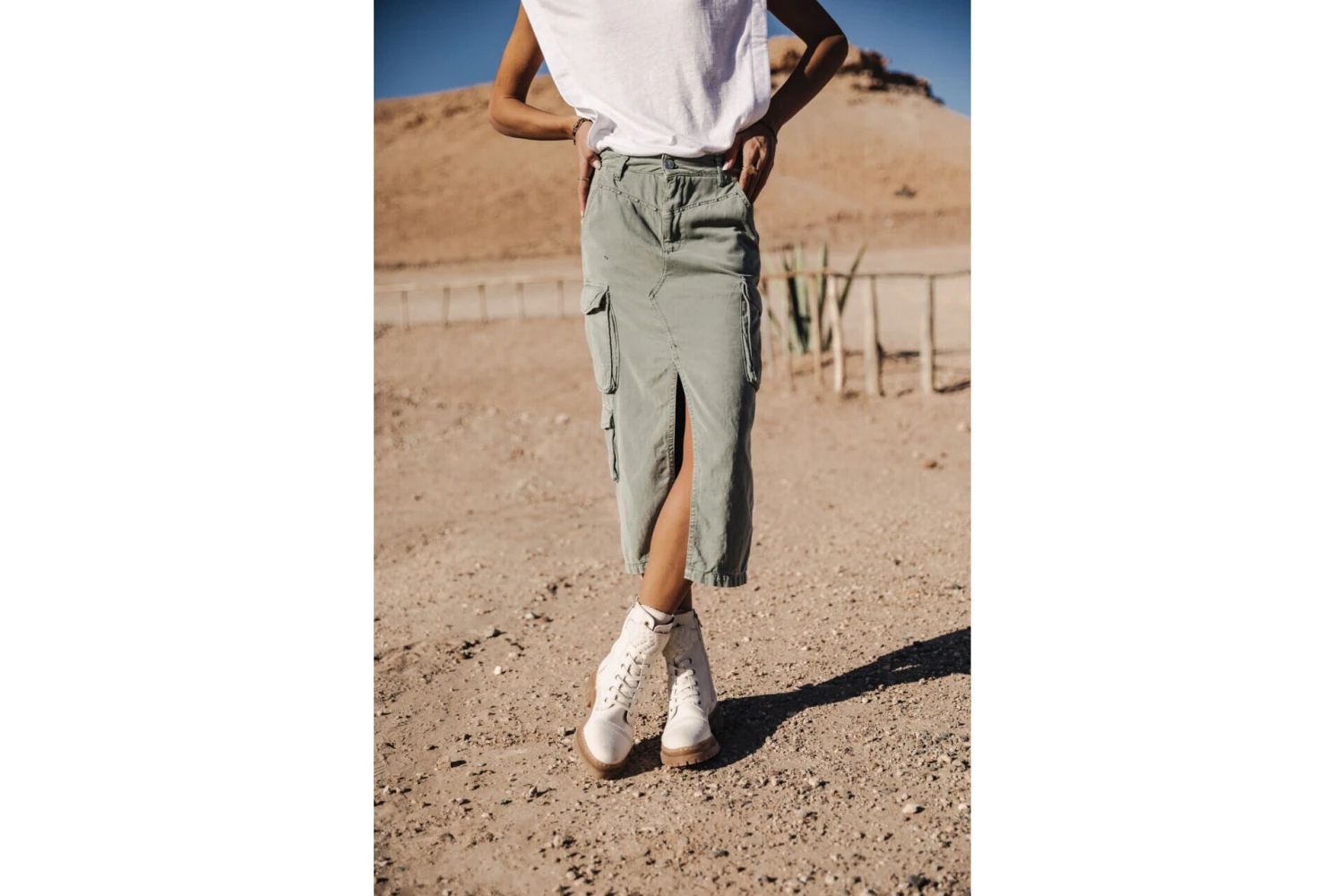 Freeman T. Porter Welby Jazz Jupe Cargo Fendue Femme, Lily Pad – Image 10