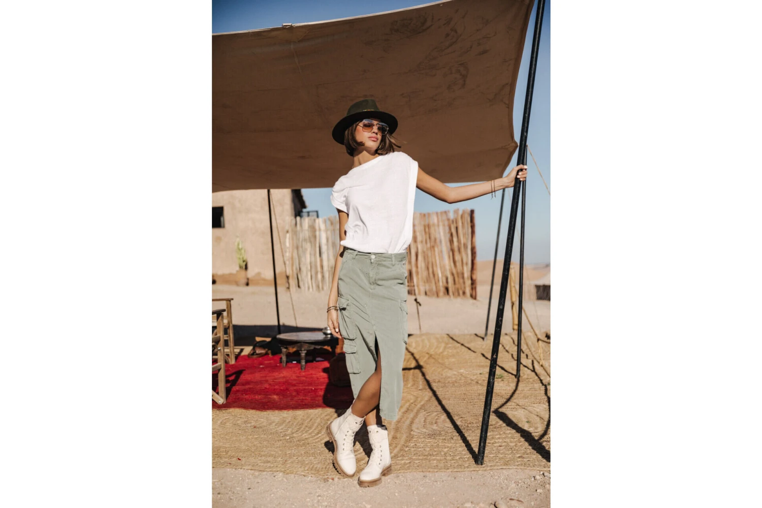 Freeman T. Porter Welby Jazz Jupe Cargo Fendue Femme, Lily Pad